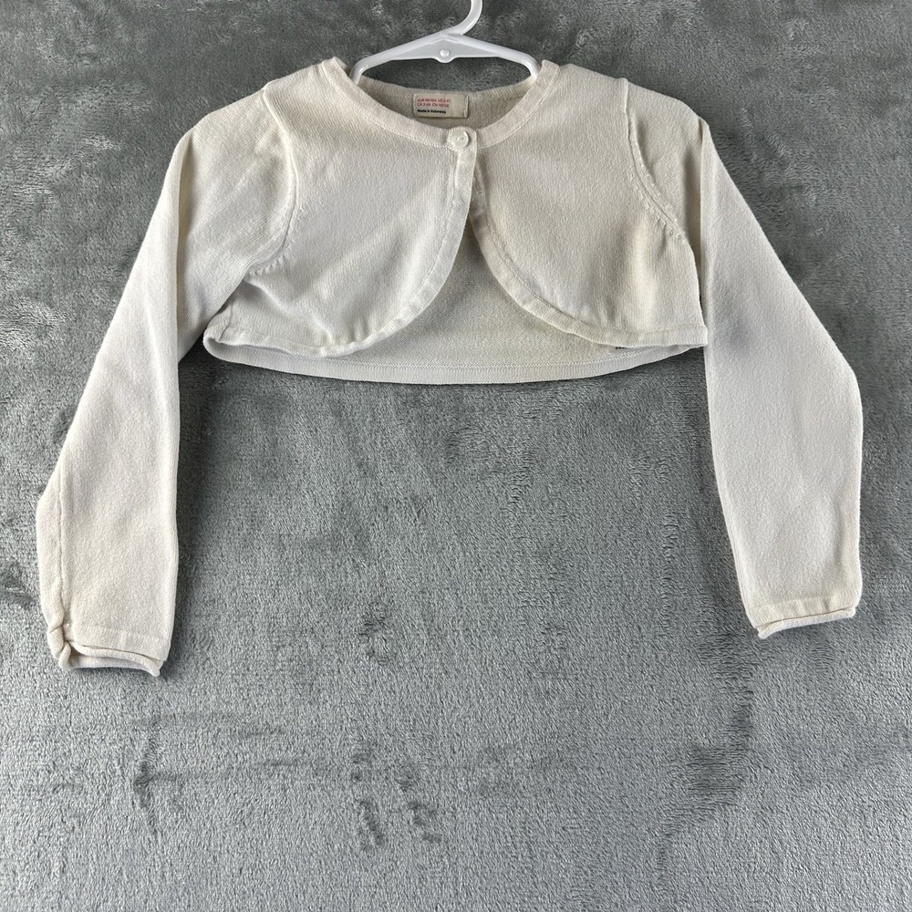 Cropped Cardigan Sweater Girls 2-4 Ivory Off White Single Button
